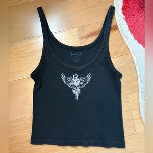 Brandy Melville Black Tank Top with Skull Graphic